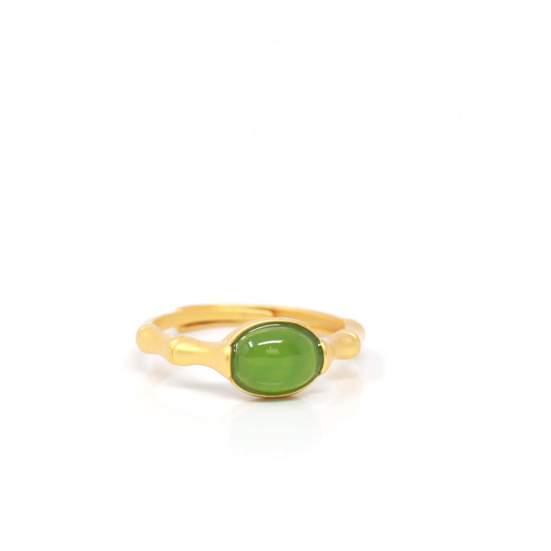 Baikalla Jewelry Jade Ring Baikalla™ "Classic Oval" Sterling Silver Real Green Nephrite Jade Bamboo Ring For Her