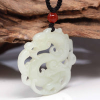 Baikalla Jewelry Jade Pendant Necklace Baikalla "Jade Dragon In Cloud" Genuine White Nephrite Jade Dragon Pendant Necklace