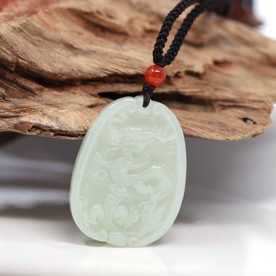 Baikalla Jewelry Jade Pendant Necklace Baikalla™ Genuine HeTian White Nephrite Jade Dragon Pendant Necklace