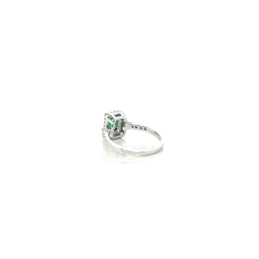 Baikalla Jewelry Gold Emerald Ring 18k White Gold AA Natural Emerald Ring with Diamonds