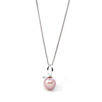 Baikalla Jewelry Gold Pearl Necklace 14k White Gold Culture Pink Pearl & Diamond Pendant Necklace
