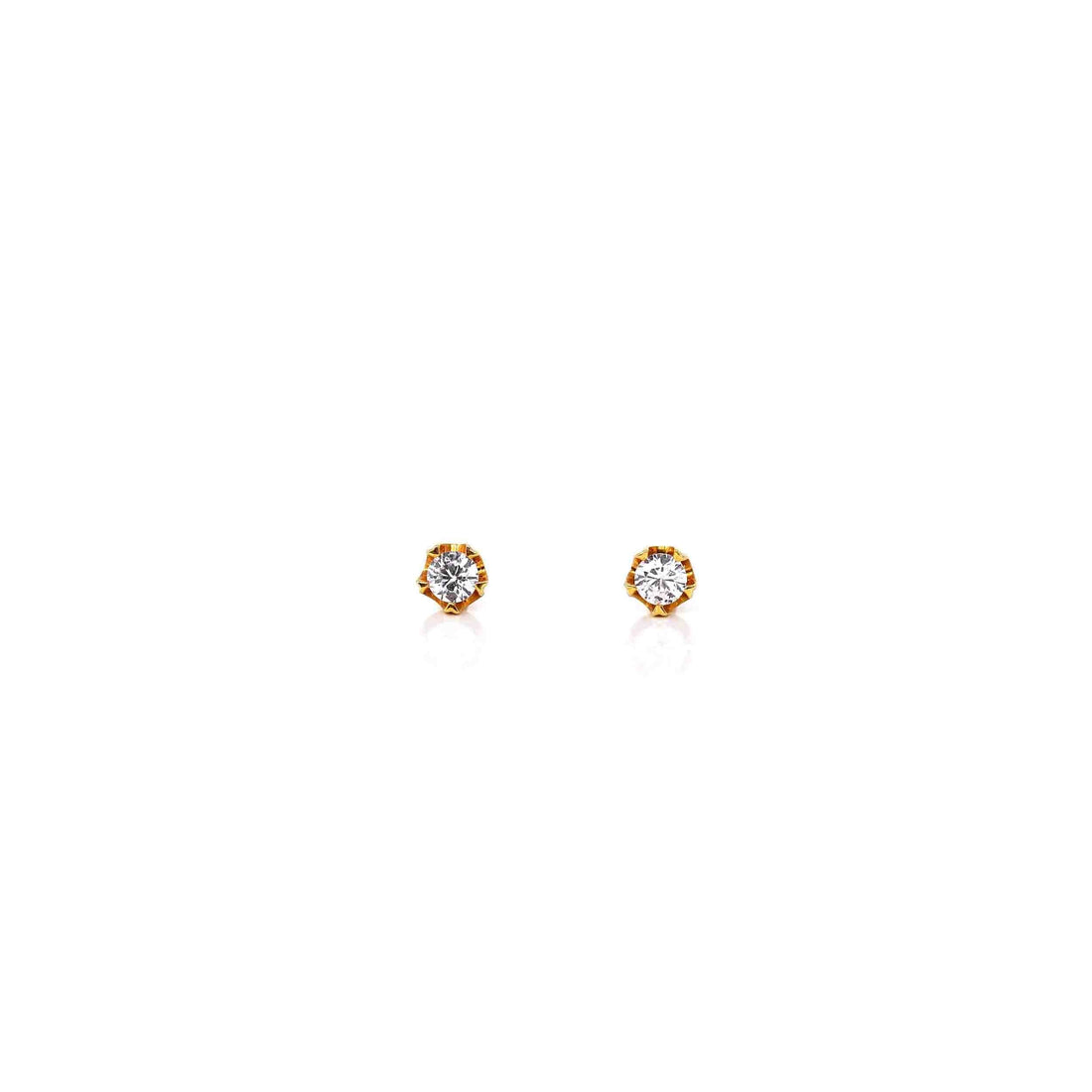 Baikalla Jewelry Gold Gemstone Earrings 18k Classic Yellow Gold CZ Earrings