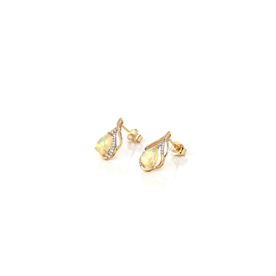 Baikalla Jewelry Gold Gemstone Earrings 14k Yellow Gold Natural Australian Opal Earrings
