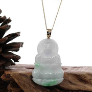 Baikalla Jewelry Jade Guanyin Pendant Necklace Nylon String Necklace "Goddess of Compassion" 14k Yellow Gold Genuine Burmese Jadeite Jade Guanyin Necklace With Good Luck Design