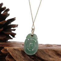 Baikalla Jewelry Jade Guanyin Pendant Necklace Genuine Green Jadeite Jade Dragon Necklace With VSI Diamond Gold Bail