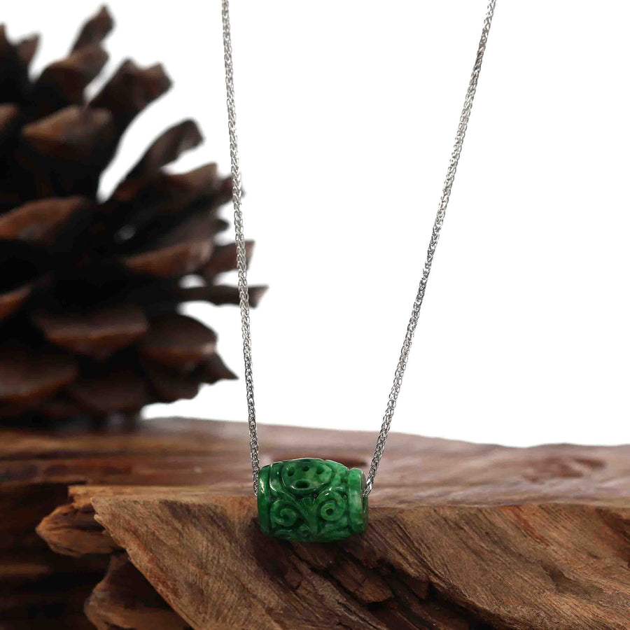 Baikalla Jewelry Jade Pendant Necklace Baikalla™ "Good Luck Button" Necklace Green Jadeite Jade Lucky TongTong Pendant Necklace