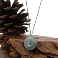 Baikalla Jewelry Jade Pendant Necklace Baikalla™ "Good Luck Button" Necklace Ice Blue Green Jadeite Jade Lucky KouKou Pendant Necklace