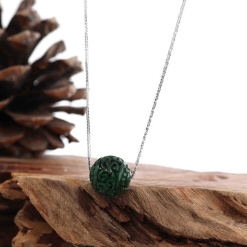 Baikalla Jewelry Jade Pendant Necklace Baikalla™ "Good Luck Button" Necklace Real Rich Green Jade Lucky KouKou Pendant Necklace