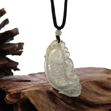 Baikalla Jewelry genuine jadeite carving Baikalla™ Genuine Burmese Ice Jadeite Jade Fish Pendant Necklace