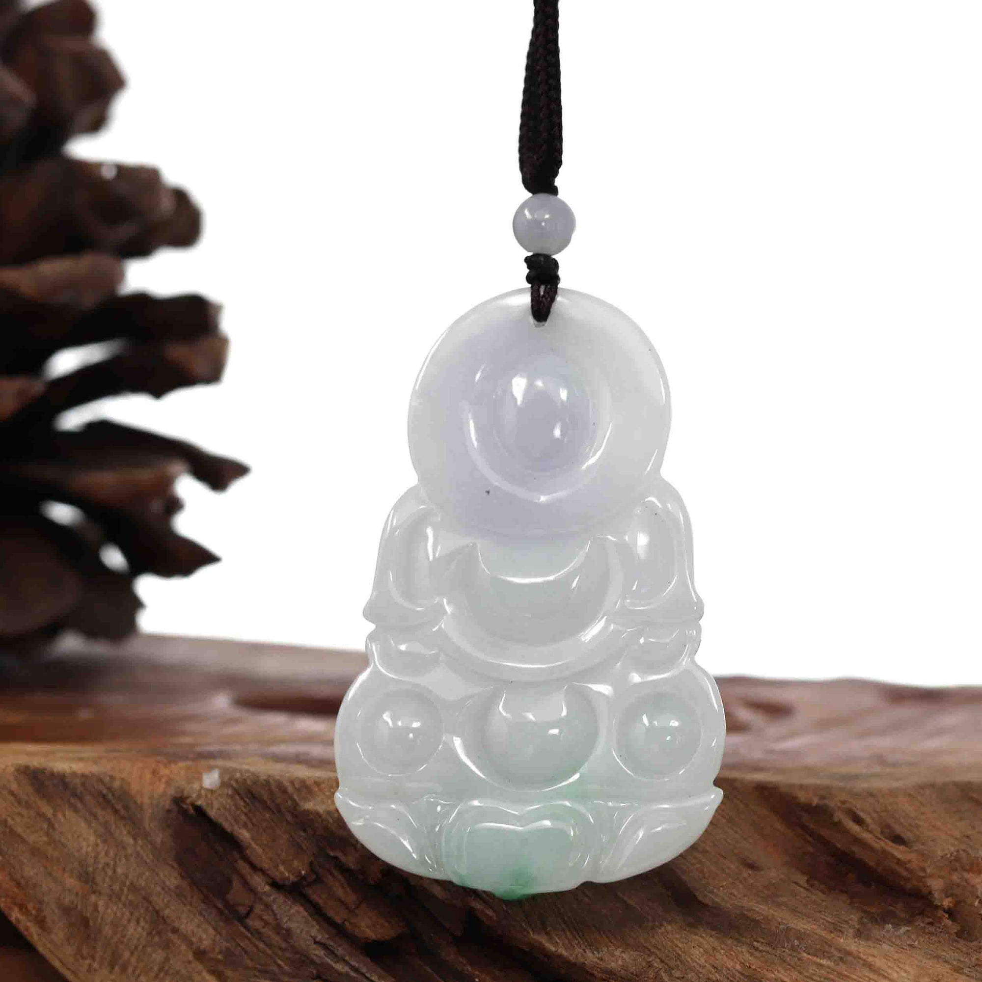 Baikalla Jewelry Jade Guanyin Pendant Necklace Baikalla "Goddess of Compassion" Genuine Burmese Jadeite Jade Guanyin Lotus Necklace