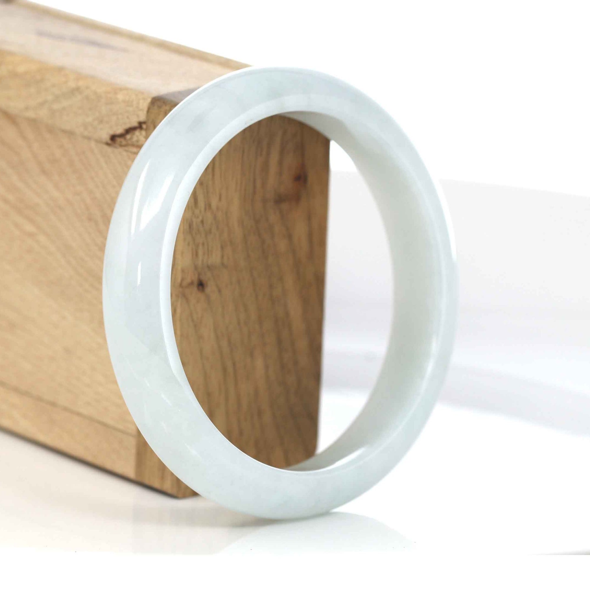 Baikalla Jewelry Jadeite Jade Bangle Bracelet Baikalla "Classic Bangle" Whitish Natural Burmese Jadeite Jade Bangle (58.80mm ) SZS1022