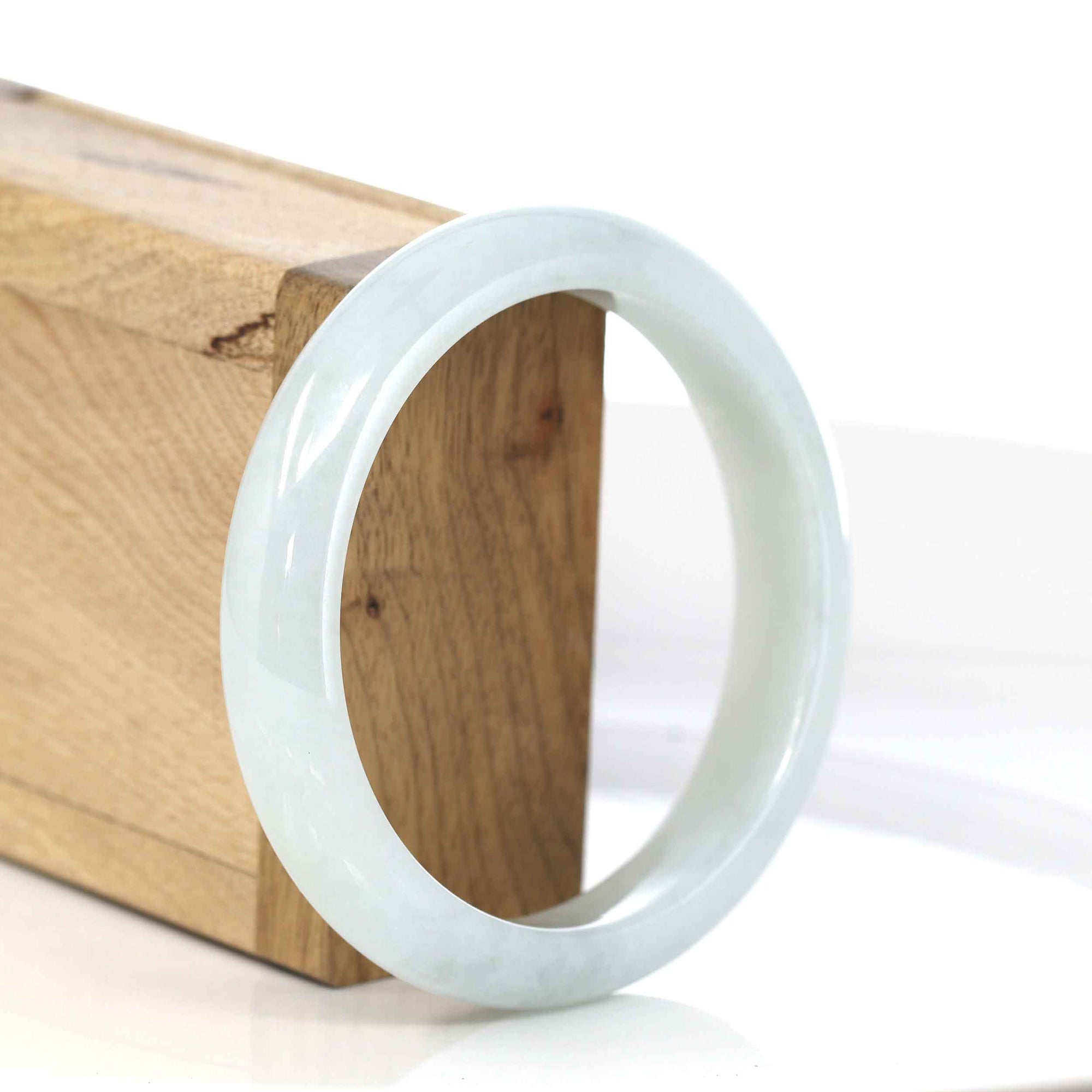Baikalla Jewelry Jadeite Jade Bangle Bracelet Baikalla "Classic Bangle" Whitish Natural Burmese Jadeite Jade Bangle (58.80mm ) SZS1022