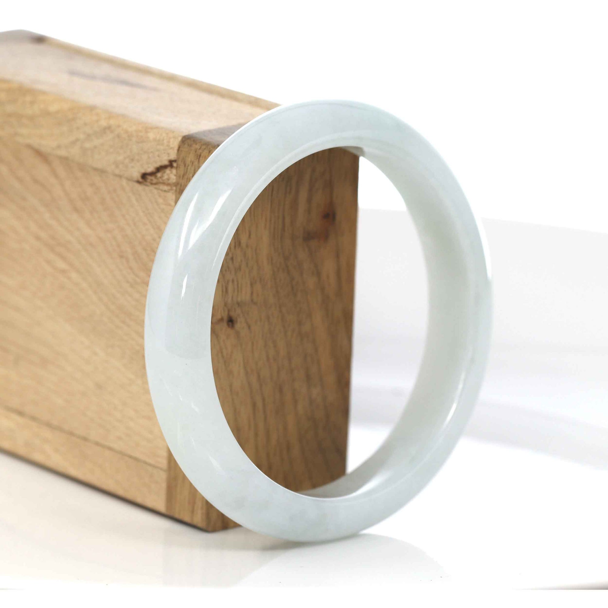 Baikalla Jewelry Jadeite Jade Bangle Bracelet Baikalla "Classic Bangle" Whitish Natural Burmese Jadeite Jade Bangle (58.80mm ) SZS1022