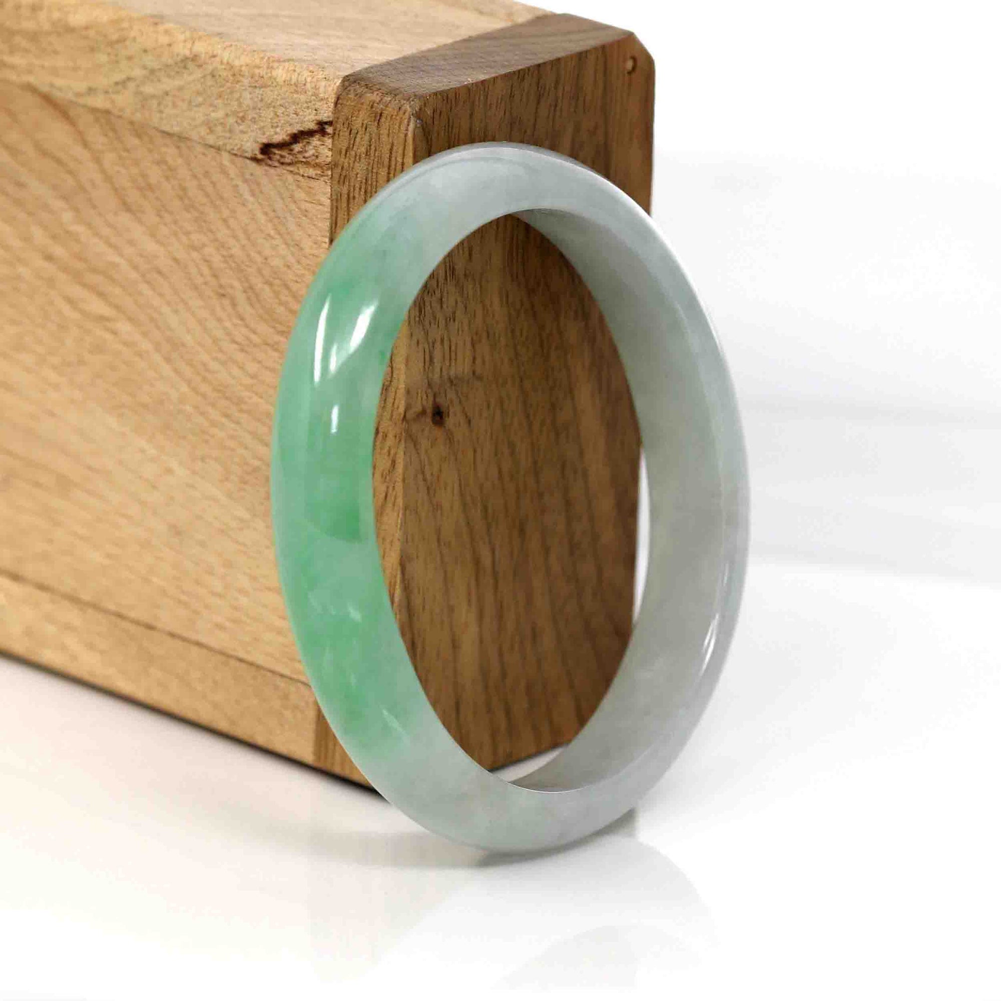 Baikalla Jewelry Jadeite Jade Bangle Bracelet Baikalla Genuine Burmese Green Jadeite Jade Oval Bangle (53.53 mm) #337