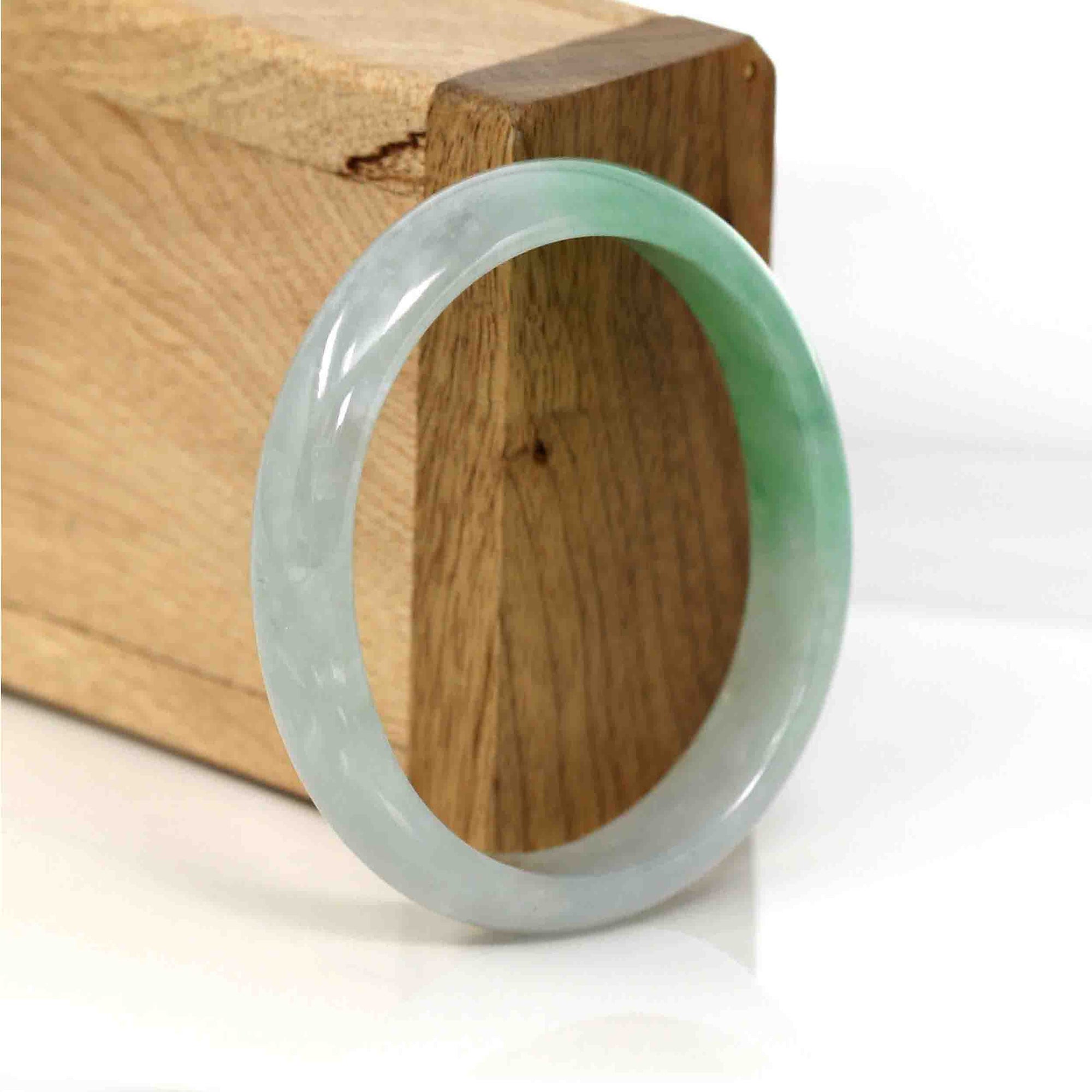 Baikalla Jewelry Jadeite Jade Bangle Bracelet Baikalla Genuine Burmese Green Jadeite Jade Oval Bangle (53.53 mm) #337