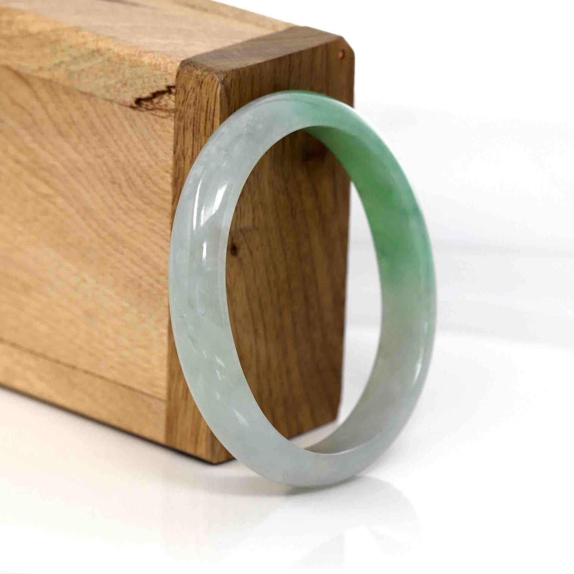 Baikalla Jewelry Jadeite Jade Bangle Bracelet Baikalla Genuine Burmese Green Jadeite Jade Oval Bangle (53.53 mm) #337