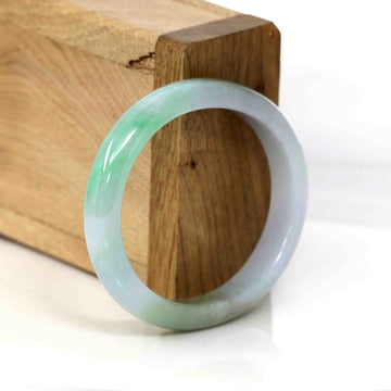 Baikalla Jewelry Jadeite Jade Bangle Bracelet Baikalla Genuine Burmese Green Jadeite Jade Oval Bangle (54.20 mm) #347