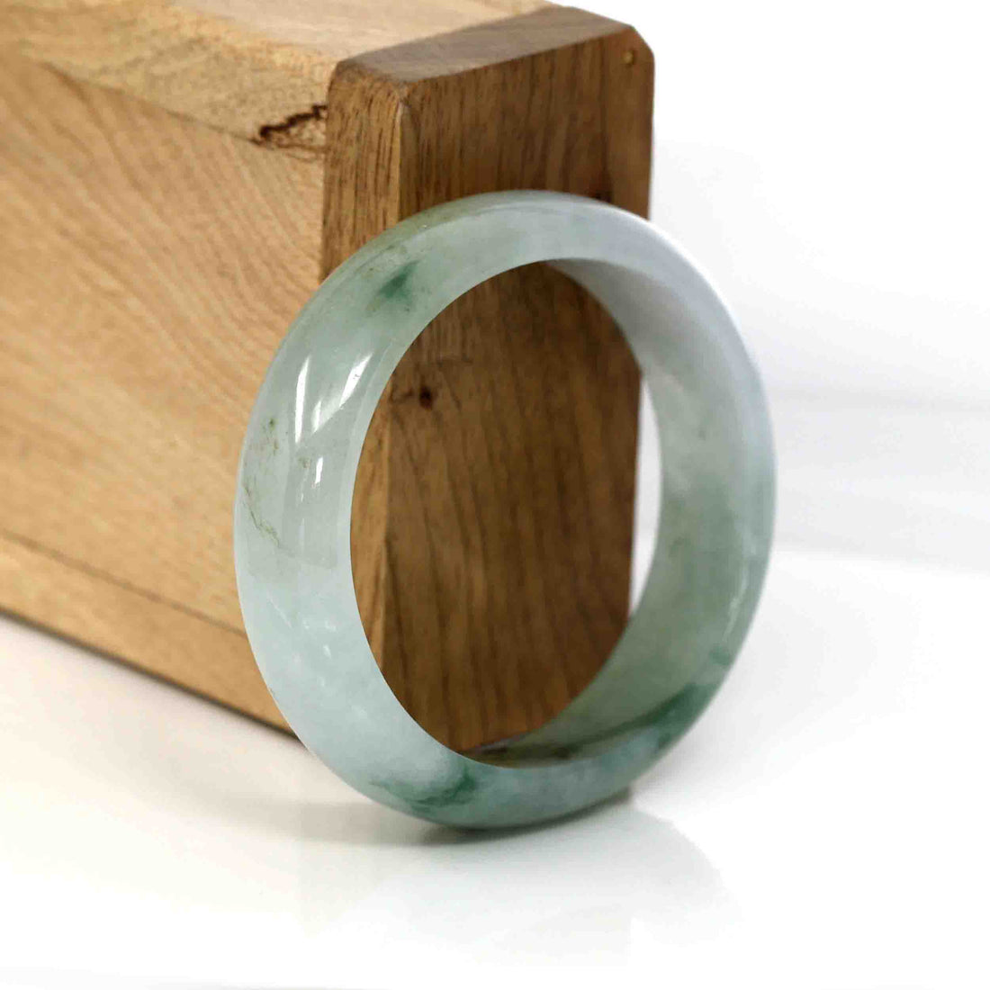Baikalla Jewelry Jadeite Jade Bangle Bracelet Genuine Burmese Ice Blue Oval Jadeite Jade Bangle (50.95 mm) #335