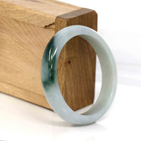 Baikalla Jewelry Jadeite Jade Bangle Bracelet Genuine Burmese Ice Blue Oval Jadeite Jade Bangle (50.95 mm) #344