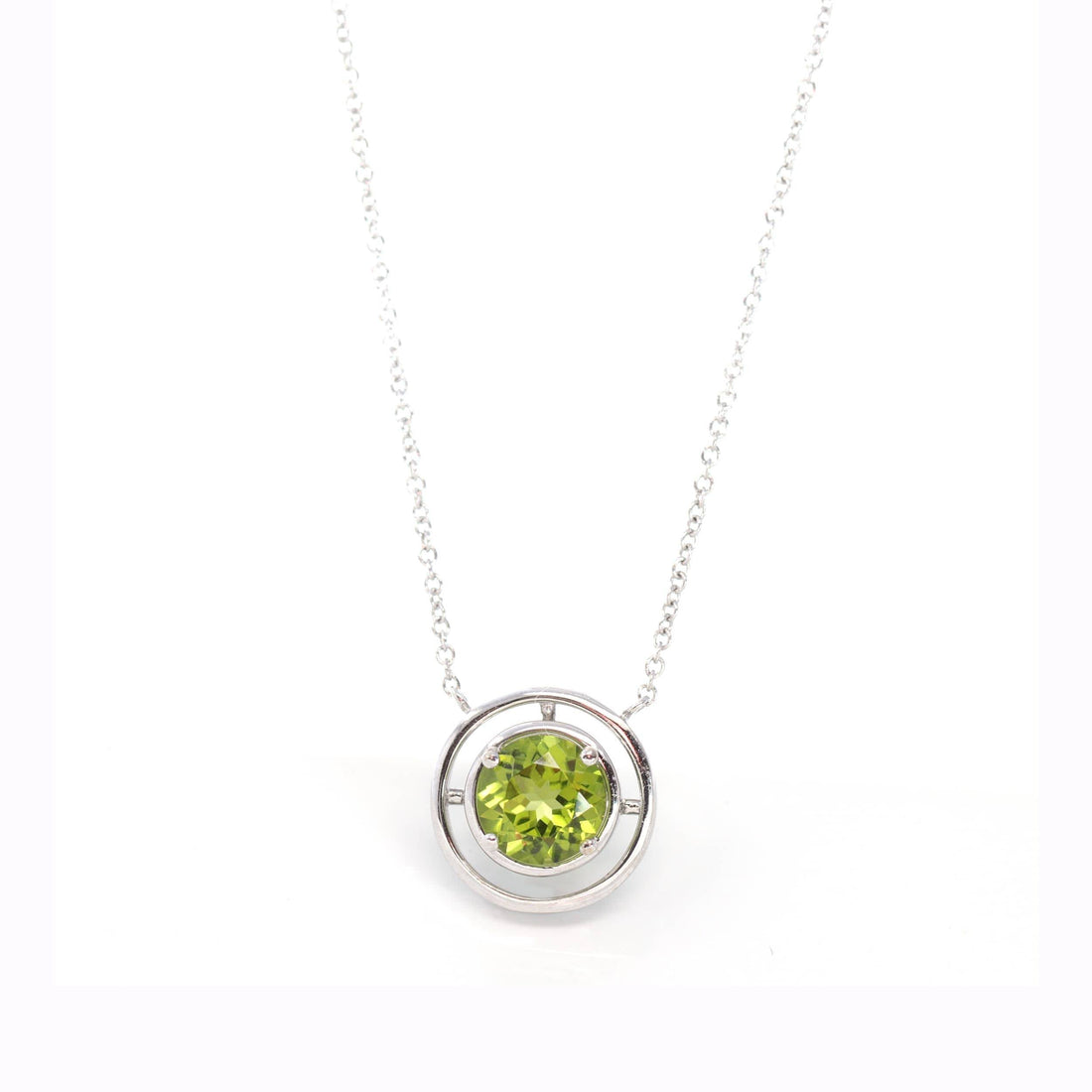 Baikalla Jewelry Gemstone Pendant Necklace Peridot 14k White Gold Genuine AAA Royal Garnet Pendant Necklace