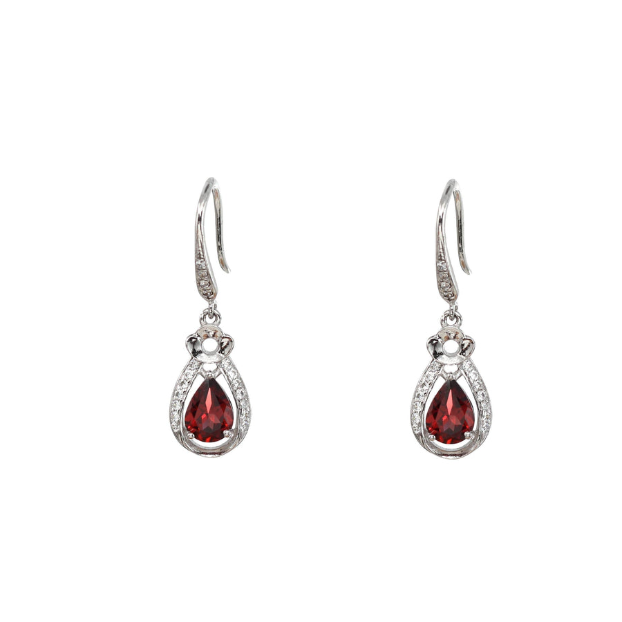 Baikalla Jewelry Silver Gemstones Earrings Baikalla™ Classic Sterling Silver Natural Garnet Dangle Earrings With CZ