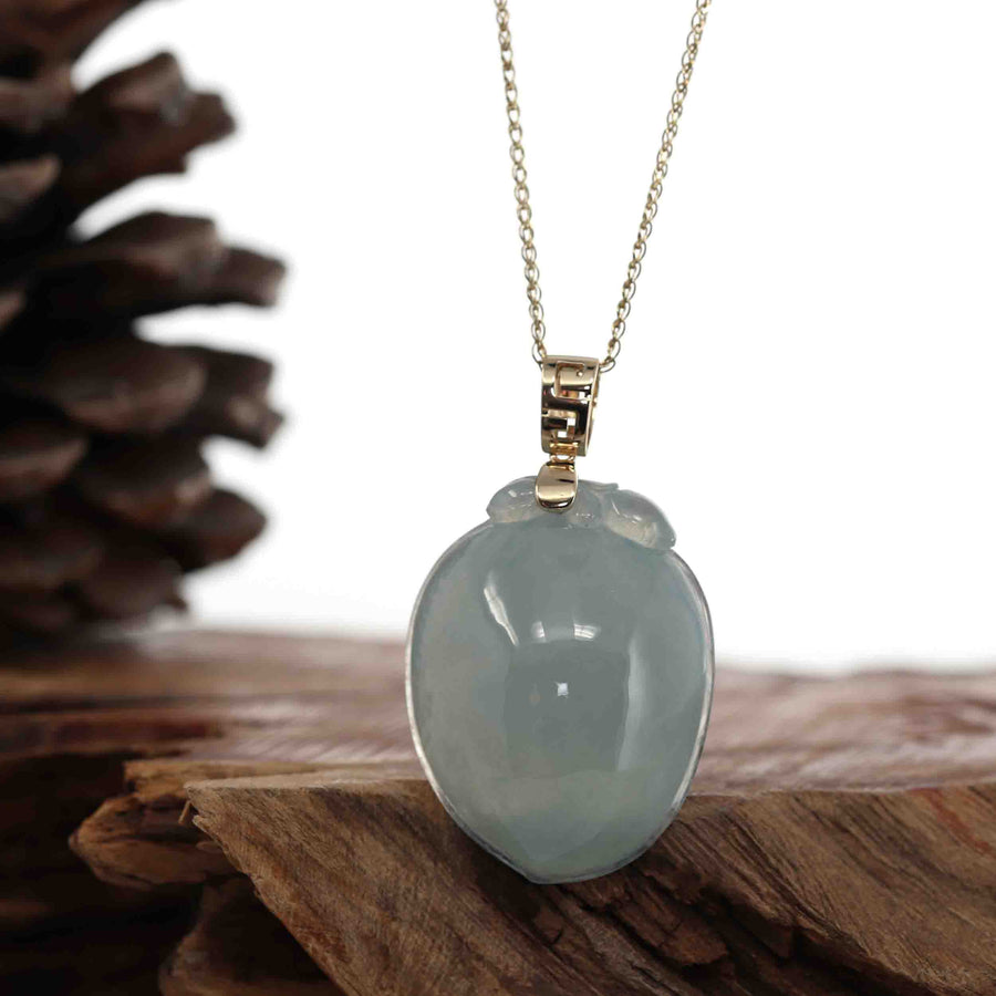 Baikalla Jewelry Jade Pendant Pendant Only Natural Icy Jadeite Jade Shou Tao ( longevity Peach ) Necklace With 14k Yellow Gold Bail