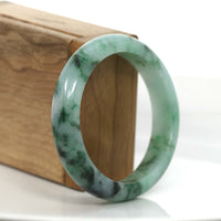 Baikalla Jewelry Jadeite Jade Bangle Bracelet Classic Genuine Burmese Forest Green Jadeite Jade Bangle Bracelet (56.51 mm) #706