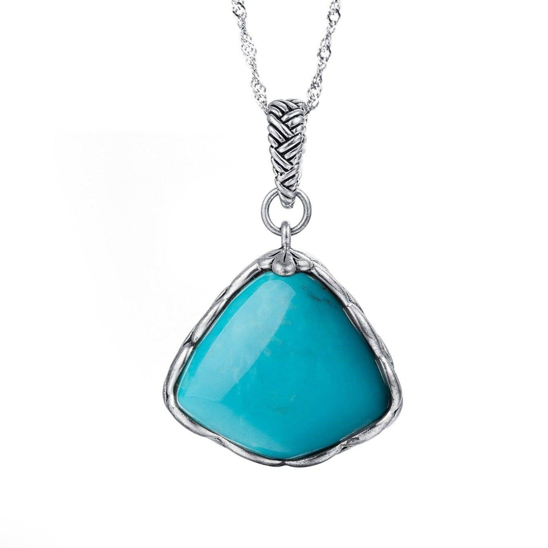 Baikalla Jewelry Turquoise Necklace Baikalla™ "Love Turquoise" Sterling Silver Genuine Persian Blue Arizona Turquoise Pendant Necklace