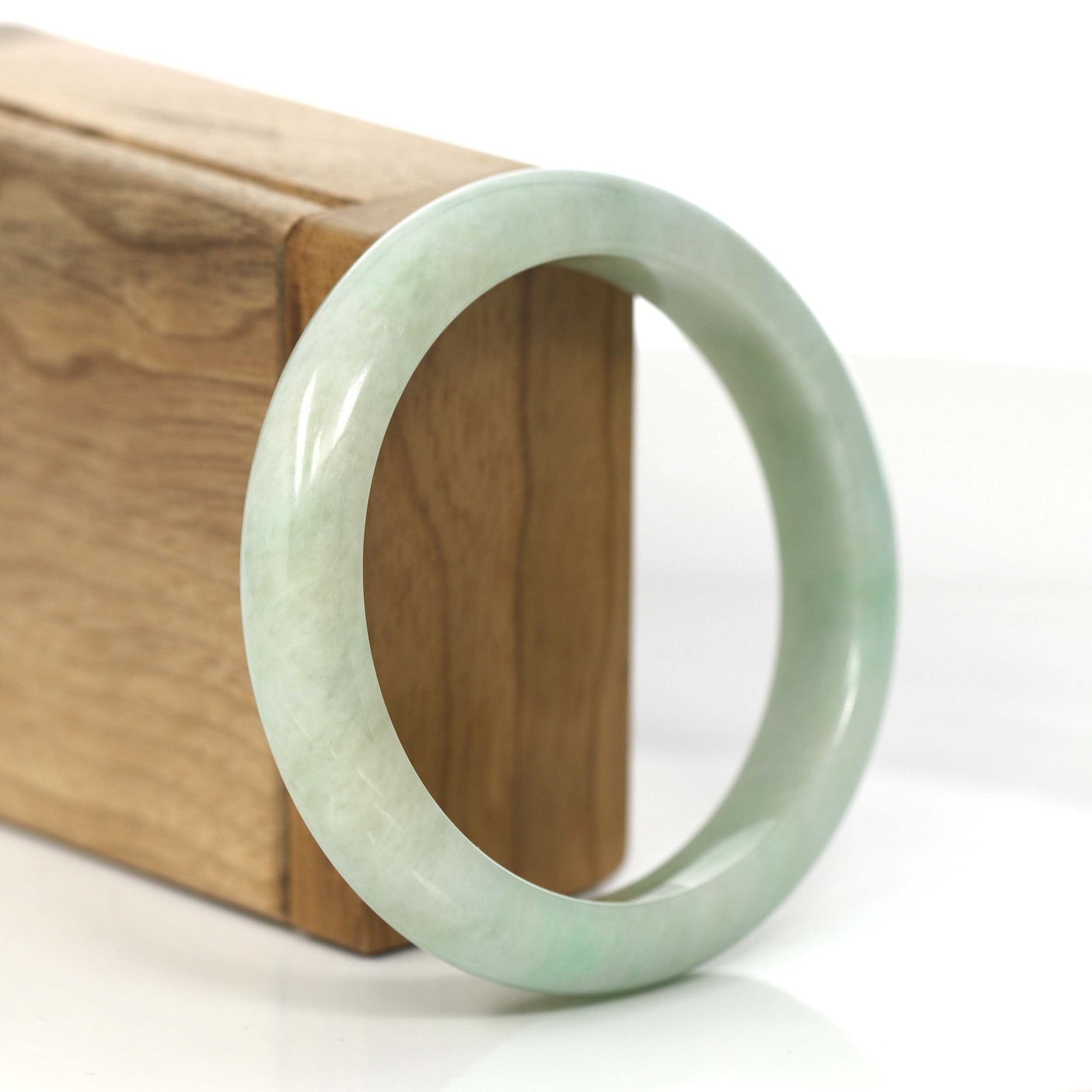 Baikalla Jewelry Jadeite Jade Bangle Bracelet Baikalla "Classic Bangle" Yellow Green Natural Burmese Jadeite Jade Bangle ( 57.8 mm )#810