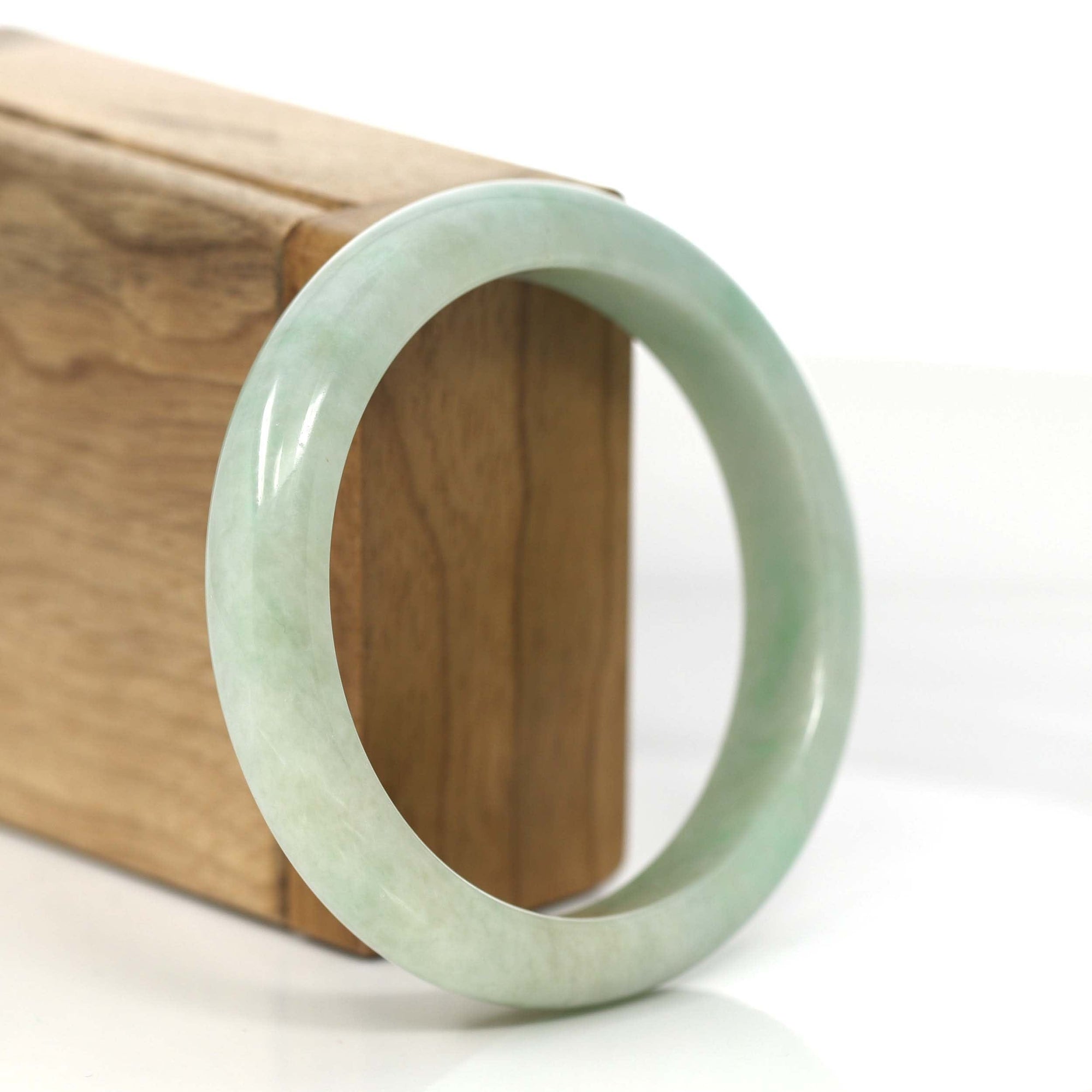 Baikalla Jewelry Jadeite Jade Bangle Bracelet Baikalla "Classic Bangle" Yellow Green Natural Burmese Jadeite Jade Bangle ( 57.8 mm )#810