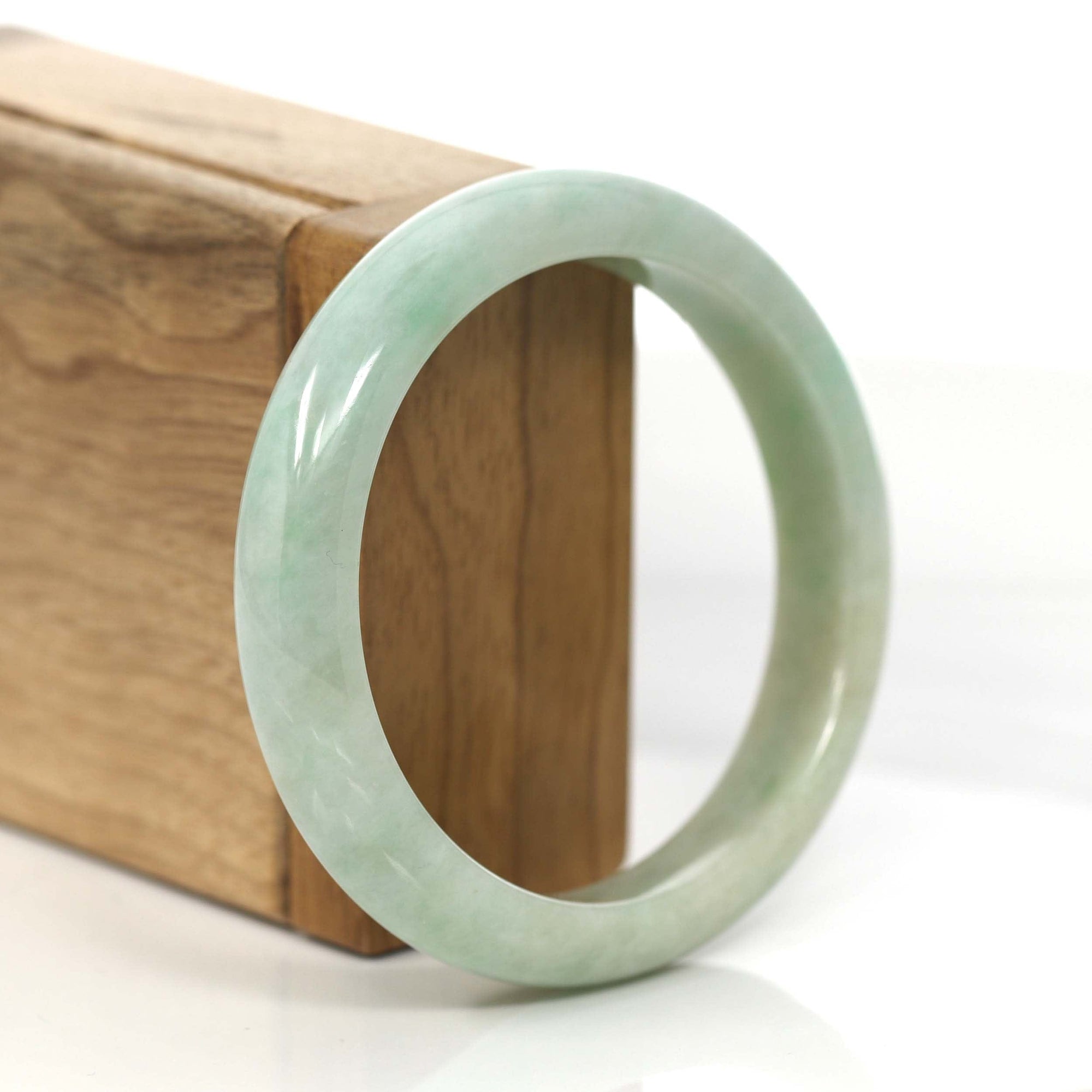 Baikalla Jewelry Jadeite Jade Bangle Bracelet Baikalla "Classic Bangle" Yellow Green Natural Burmese Jadeite Jade Bangle ( 57.8 mm )#810