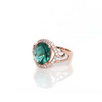Baikalla Jewelry Gold Sapphire Ring 5 18k Rose Gold Lab-Created Emerald Ring With CZ