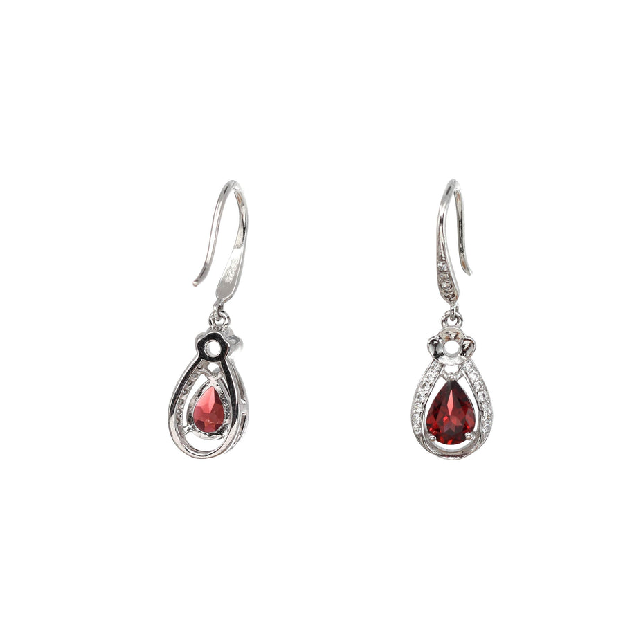 Baikalla Jewelry Silver Gemstones Earrings Baikalla™ Classic Sterling Silver Natural Garnet Dangle Earrings With CZ
