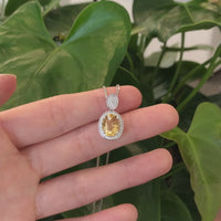 Sterling Silver Natural Oval Cut Citrine Necklace With CZ