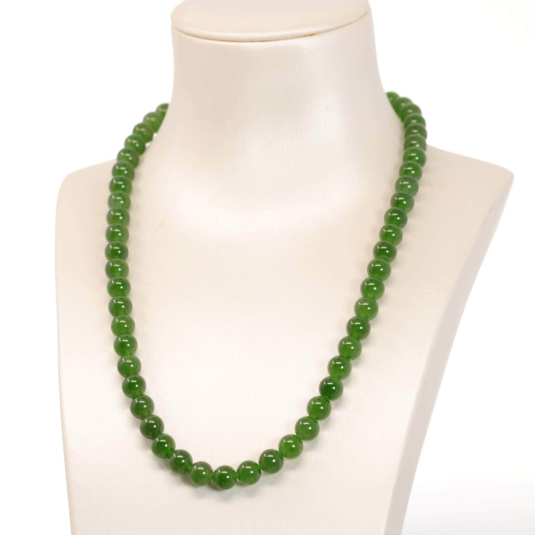 Baikalla Jewelry Jade Beads Necklace Baikalla Genuine High-quality Apple Green Nephrite Jade Round Beads Necklace ( 6mm )