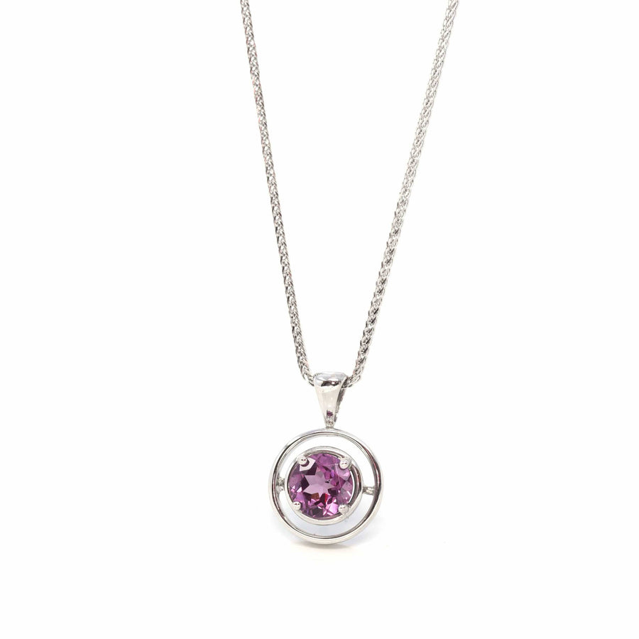 Baikalla Jewelry Gemstone Pendant Necklace Pendant Only / Purple Garnet 14k White Gold Genuine AAA Royal Peridot Pendant Necklace