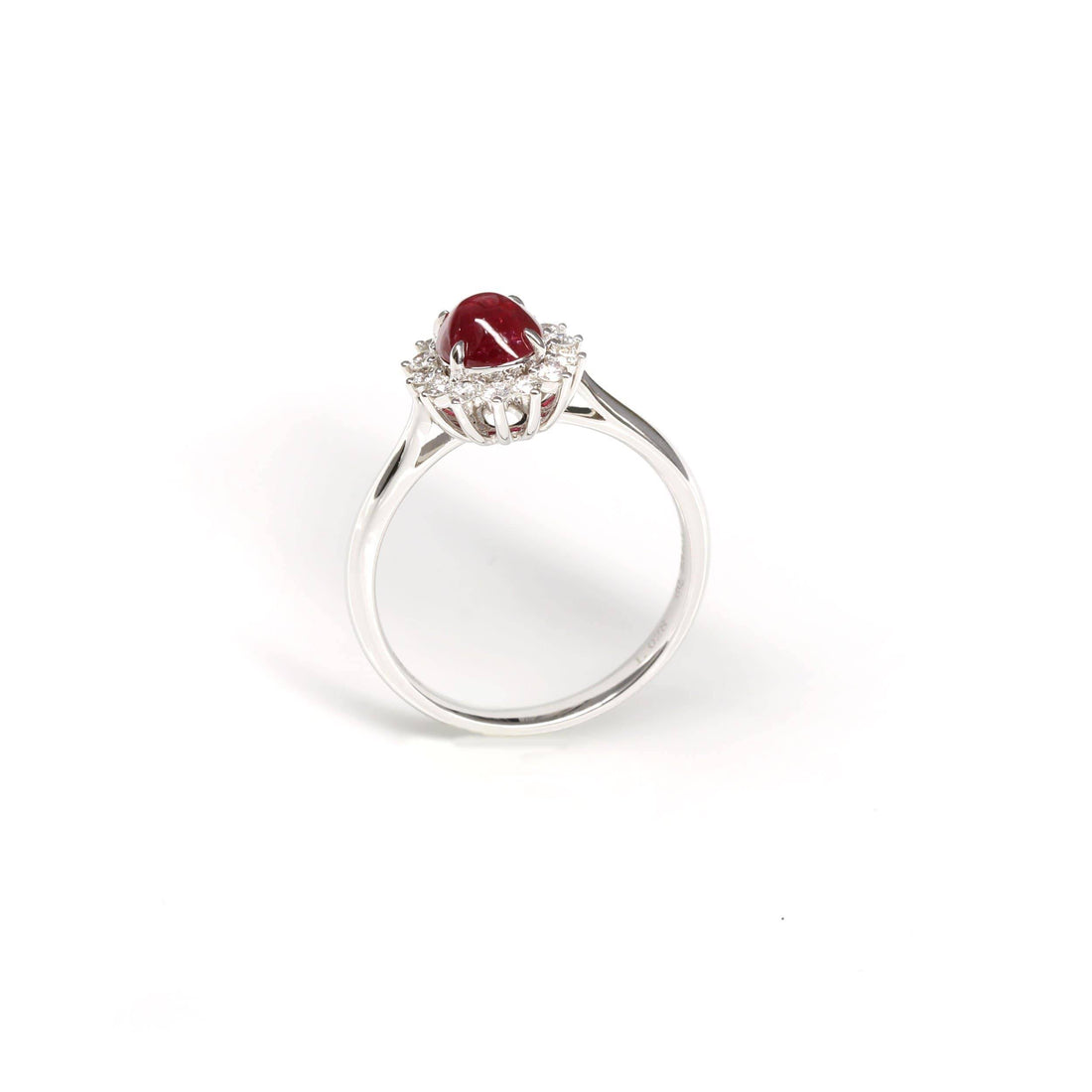 Baikalla Jewelry 18k Gold Ruby Ring 18k White Gold Natural Oval Ruby Diamond Anniversary Ring