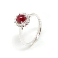 Baikalla Jewelry 18k Gold Ruby Ring 8 18k White Gold Natural Oval Ruby Diamond Anniversary Ring