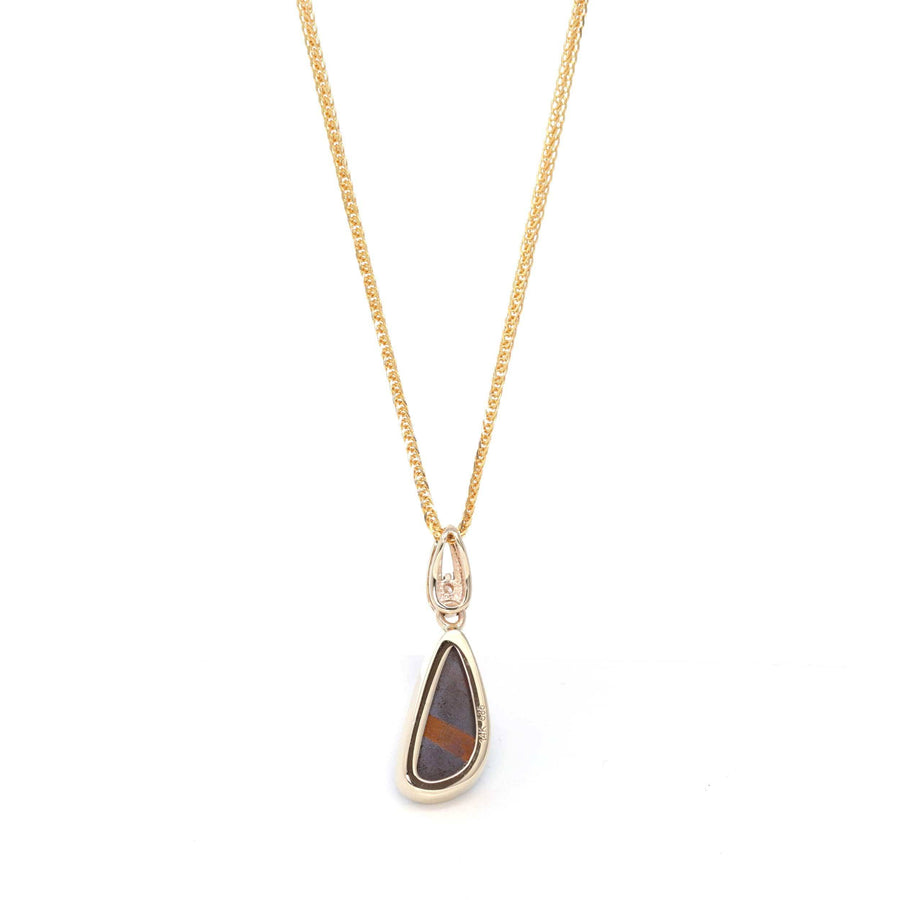 Baikalla Jewelry Gemstone Pendant Necklace Baikalla 14k Yellow Gold Freeform Australian Blue Opal Bezel Set Necklace