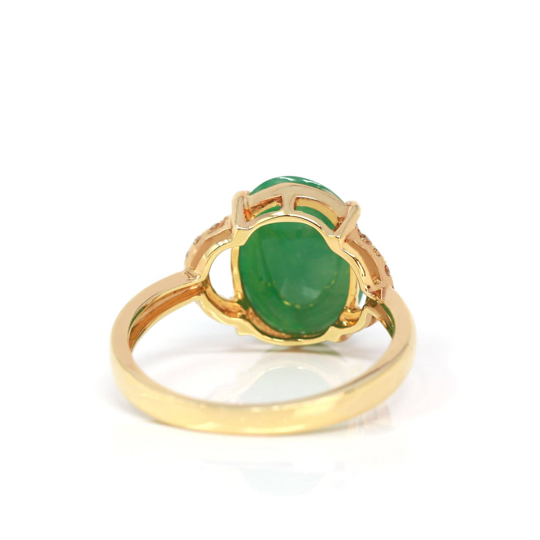 Baikalla Jewelry Jadeite Engagement Ring Baikalla™ "Marie" 18k Rose Gold Natural Green Imperial Jadeite Ring With Diamonds