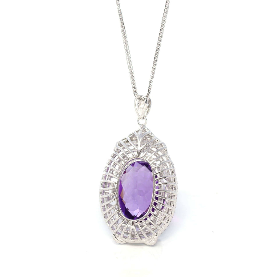Baikalla Jewelry Silver Topaz Necklace Sterling Silver Natural A Amethyst Luxury Pendant Necklace With CZ