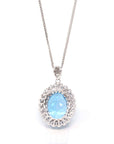 Baikalla Jewelry Silver Topaz Necklace Copy of Sterling Silver Natural Topaz Large Pendant Necklace With CZ
