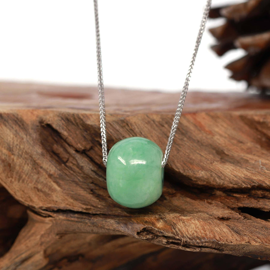 Baikalla Jewelry Jade Pendant Necklace Baikalla™ "Good Luck Button" Necklace Real Vibrant Green Jade Lucky TongTong Pendant Necklace