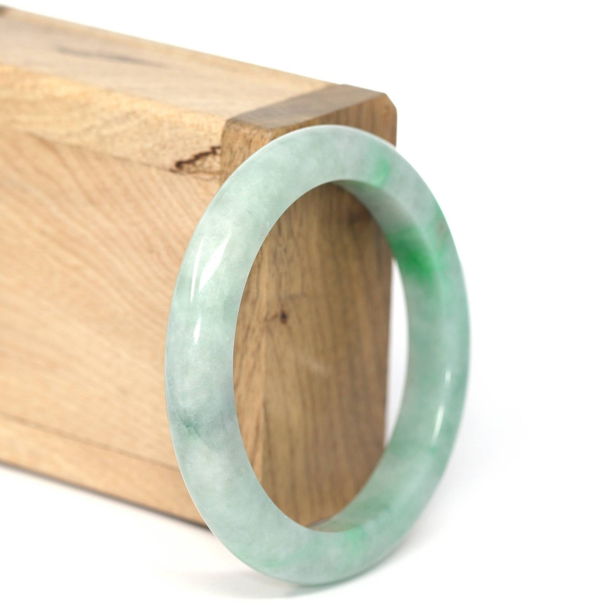 Baikalla Jewelry Jadeite Jade Bangle Bracelet Genuine Burmese Forest Green Jadeite Jade Bangle Bracelet (53.83 mm) #221