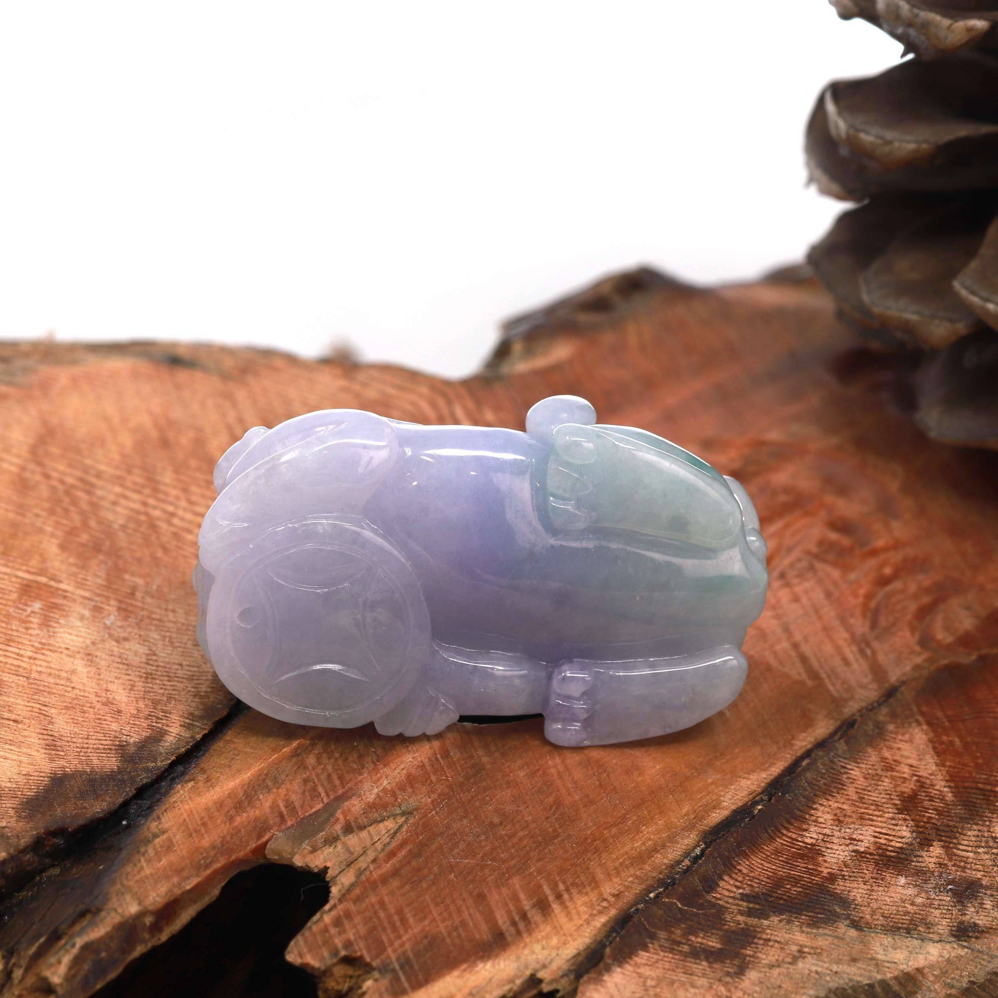 Baikalla Jewelry genuine jadeite carving High-End Genuine Burmese Lavender Jadeite Jade PiXiu Pendant Necklace (Feng-Shui Lucky)