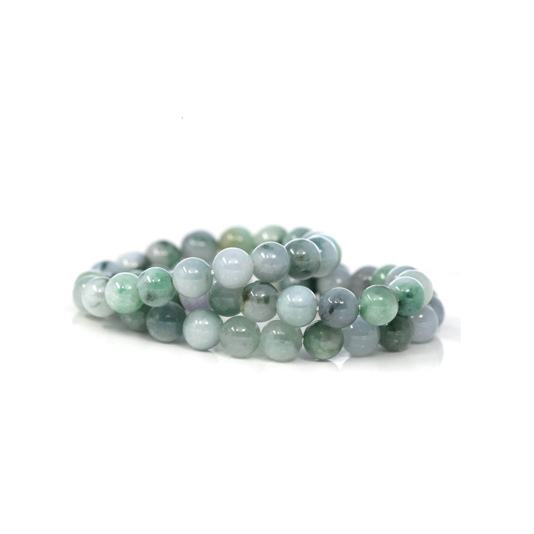 Baikalla Jewelry jade beads bracelet Genuine Jadeite Jade 10mm Round Blue Green Multiple Color Beads Bracelet (10mm)