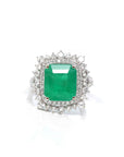 Baikalla Jewelry 14k gold emerald ring 14k White Gold Natural Emerald Ring with Diamonds