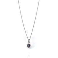 Baikalla Jewelry Gemstone Pendant Necklace With Pendant 14k White Gold Lab Created Alexandrite Faceted Oval Prong Set Necklace With Diamonds