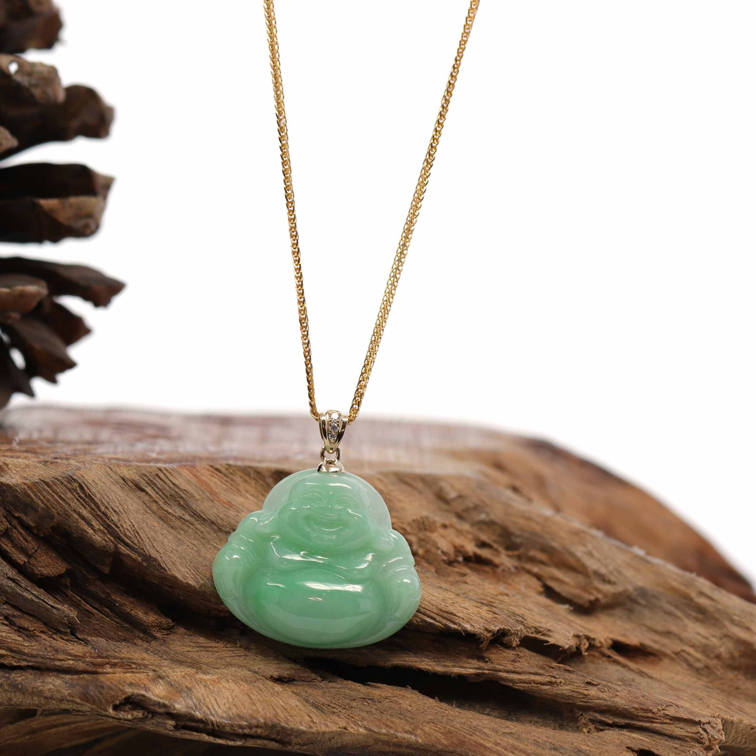 18k Gold Jadeite Buddha Pendant Necklace | Real Jade Buddha Jewelry – BKLA