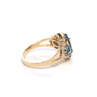 Baikalla Jewelry 14K Gold Tourmaline Ring 14k Yellow Gold 3 Stone Natural AAA 3ct Topaz Ring with 1/3 cttw Diamonds